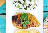 Caribbean Grilled Chicken with Zesty Lime Cilantro and Coconut Rice and Beans