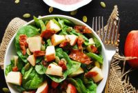 Top 8 Allergen Free Apple, Bacon and Spinach Salad with Sweet Red Onion Vinaigrette