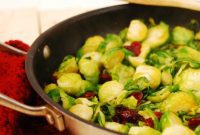 Brown Sugar Glazed Brussels Sprouts with Craisins