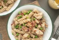 Zesty Gluten and Dairy Free Bacon Pea and Lemon Pasta Salad