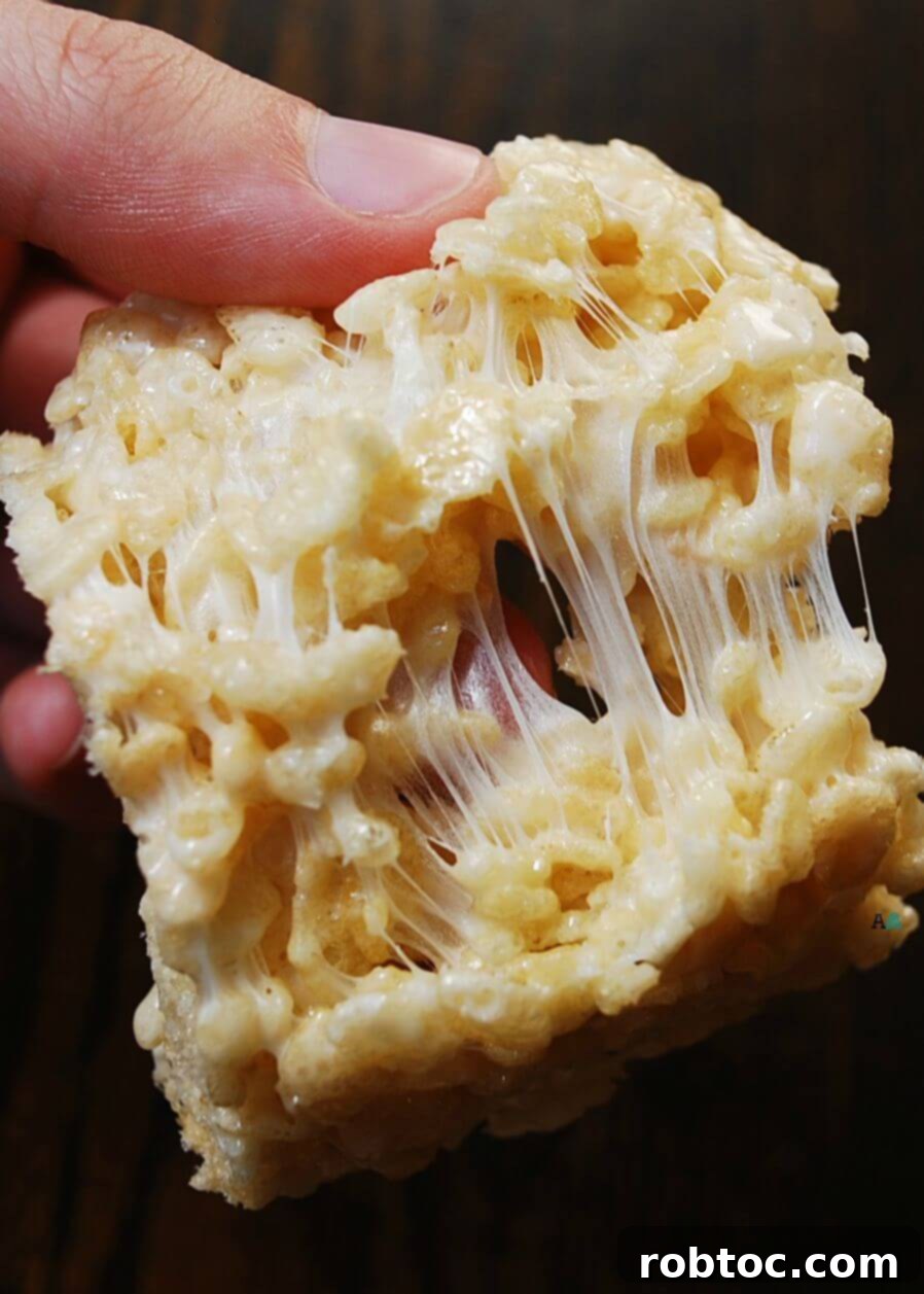 Close-up of gooey allergy-friendly rice krispies treats