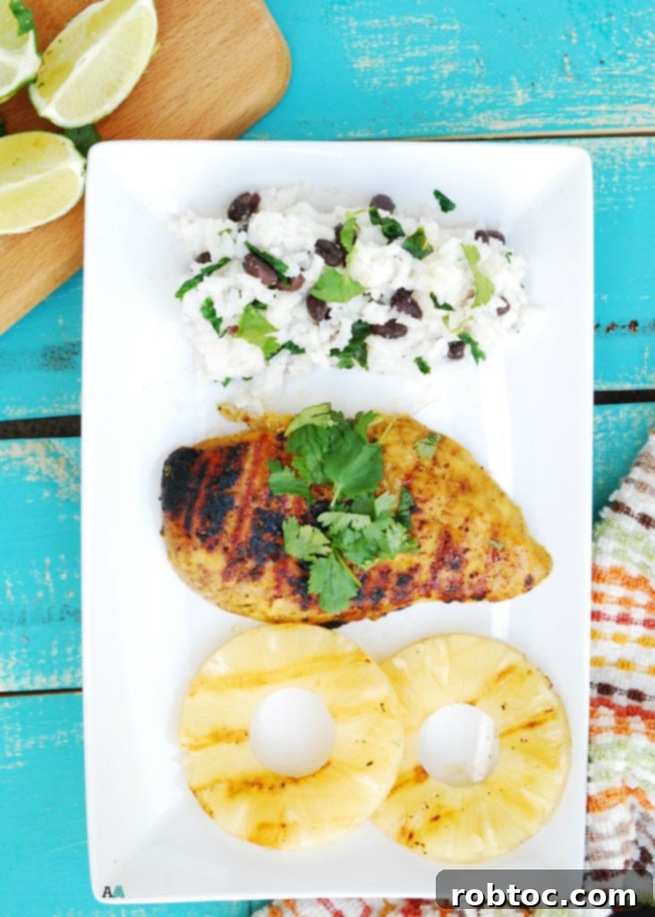 Grilled Island Chicken with Lime Coconut Rice & Beans (GF, DF, Egg, Peanut, Tree nut Free) Recipe by AllergyAwesomeness.com