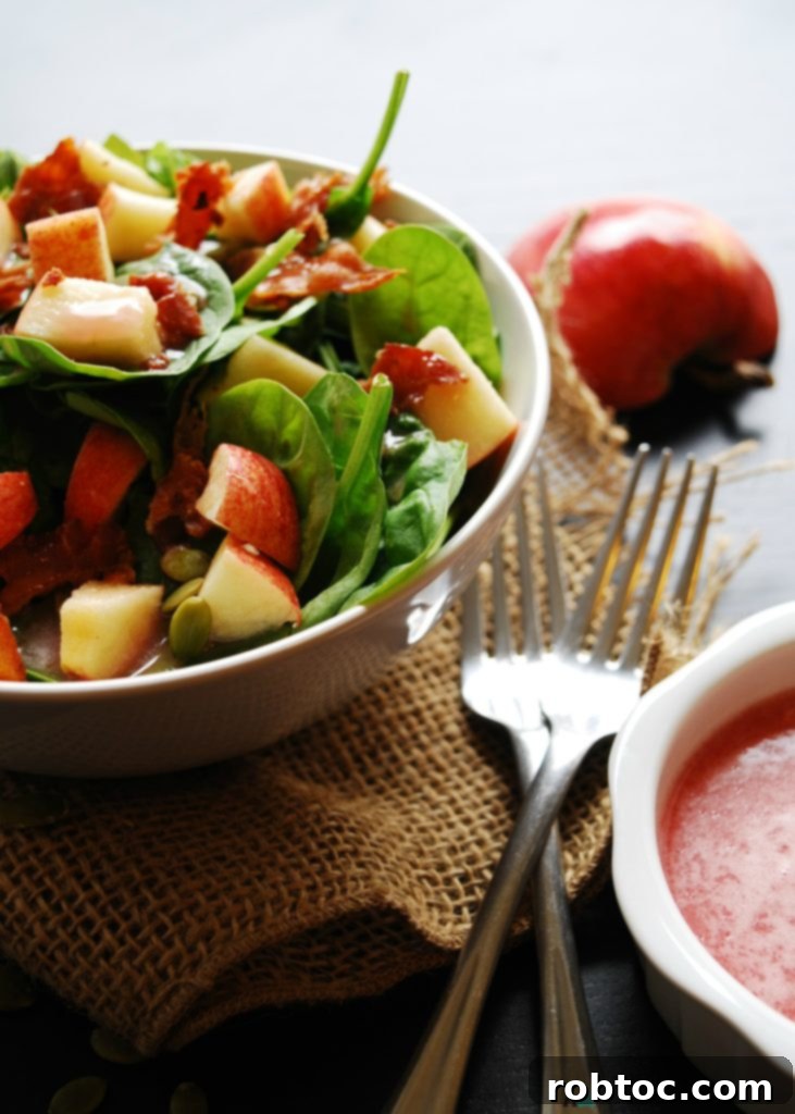 Apple, Bacon & Spinach Salad with Sweet Red Onion Vinaigrette (GF, DF, Egg, Soy, Peanut & Tree Nut Free, Top 8 Free) Recipe by AllergyAwesomeness.com