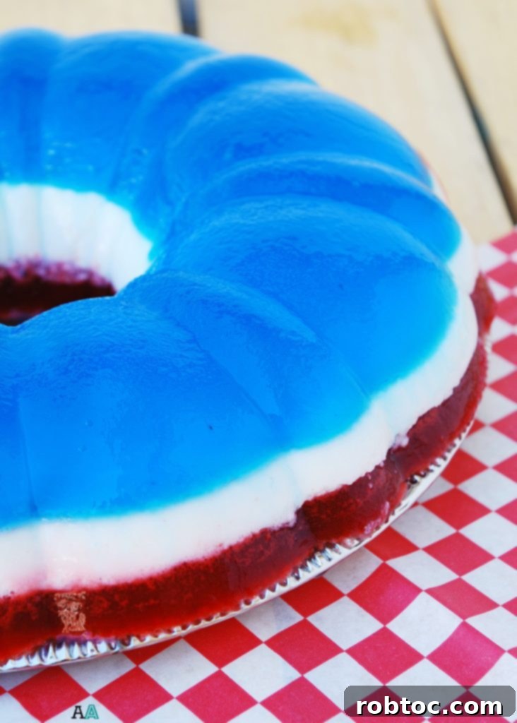 3 Layer Patriotic Jello Bundt (GF, DF, Egg, Peanut, Tree nut Free) Recipe by AllergyAwesomeness.com