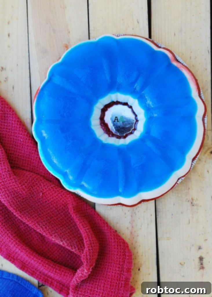 3 Layer Patriotic Jello Bundt (GF, DF, Egg, Peanut, Tree nut Free) Recipe by AllergyAwesomeness.com