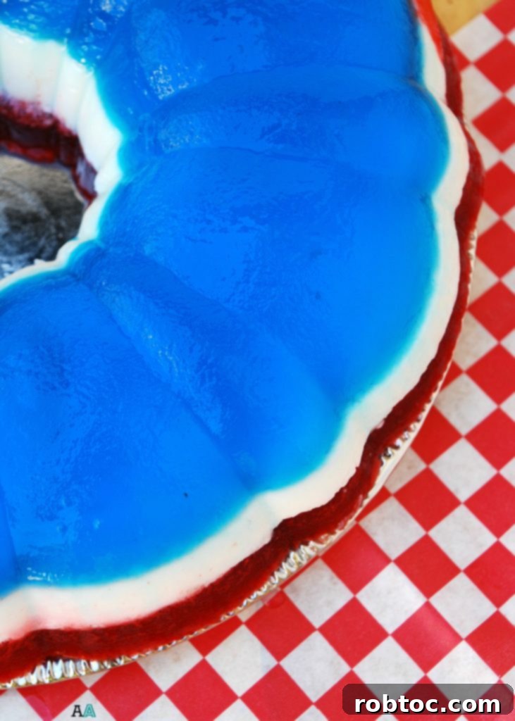 3 Layer Patriotic Jello Bundt (GF, DF, Egg, Peanut, Tree nut Free) Recipe by AllergyAwesomeness.com