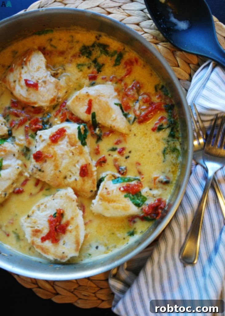 Easy Dairy-Free Tuscan Chicken Recipe with Sun-Dried Tomatoes and Spinach by AllergyAwesomeness