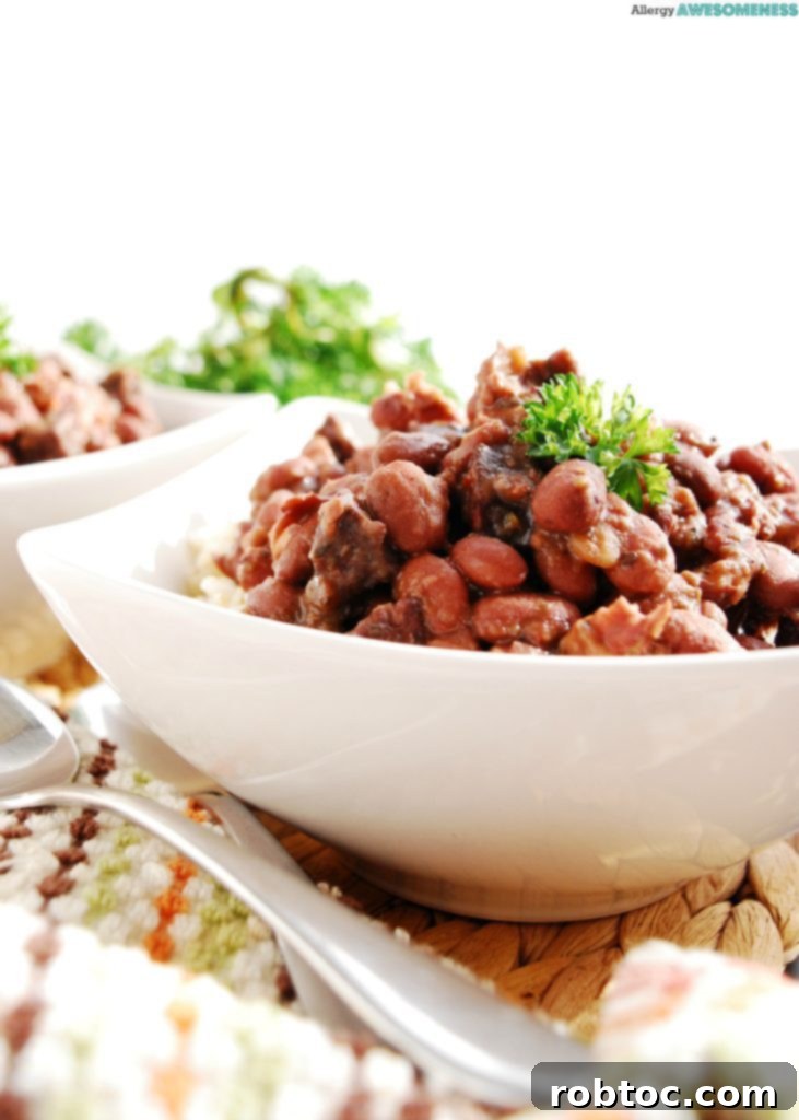Delicious Instant Pot Red Beans and Rice served over Texmati brown rice, a perfect allergy-friendly meal