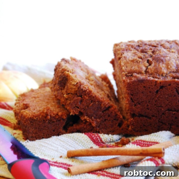 Applesauce Quick Bread recipe card image, gluten-free, dairy-free, egg-free, soy-free, peanut-free, and tree nut-free, by AllergyAwesomeness.com