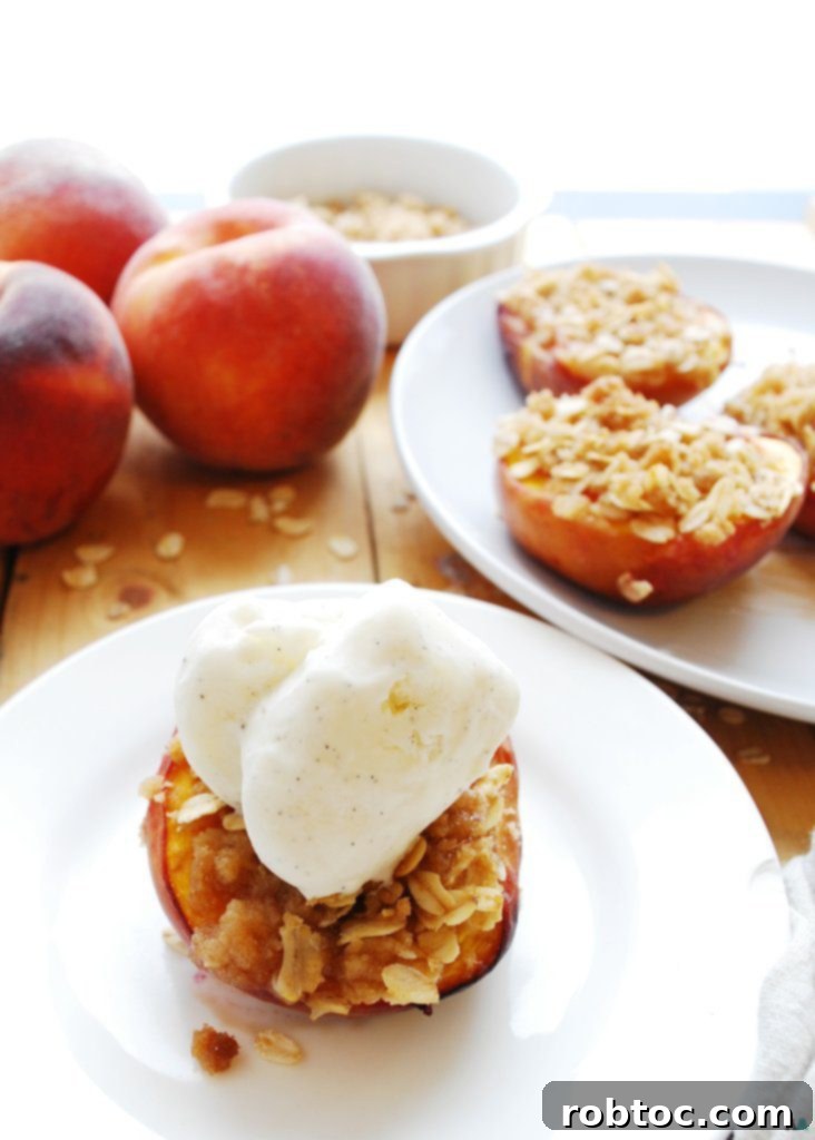 Wholesome Vegan Gluten and Dairy Free Streusel Stuffed Peaches 2 Delicious Streusel Stuffed Peaches - Gluten-Free, Vegan, and Top 8 Allergy-Friendly Dessert Recipe