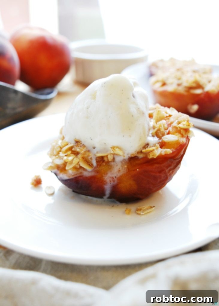 Wholesome Vegan Gluten and Dairy Free Streusel Stuffed Peaches 4 Vegan and Gluten-Free Streusel Stuffed Peaches - Healthy Summer Dessert Idea