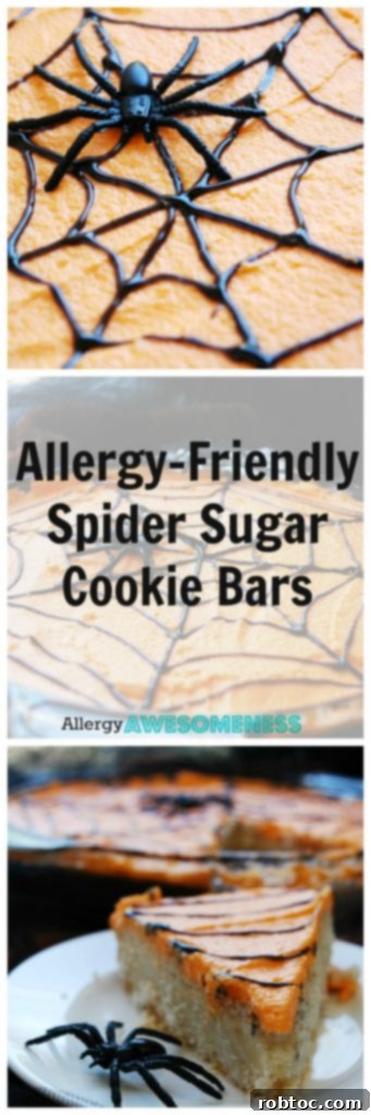 Allergy Friendly Spider Sugar Cookies Bars (Gluten, dairy, egg, soy, peanut & tree nut free; top 8 free; vegan) Halloween treat by AllergyAwesomeness.com