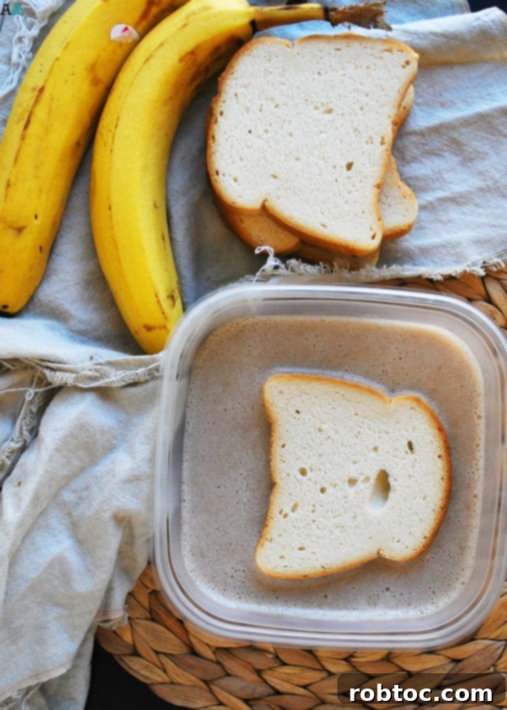 Preparing the gluten-free vegan banana French toast batter, featuring allergy-friendly ingredients and a safe bread option. Recipe by AllergyAwesomeness.com