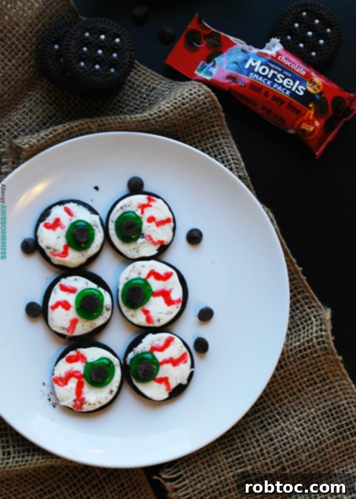 Another image showcasing the vibrant and easy-to-make allergy-friendly Monster Eyeballs for Halloween.