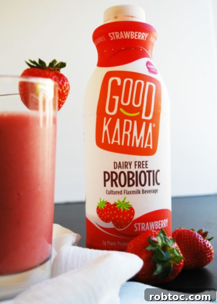 2-Ingredient Strawberry Probiotic Smoothie: Top 8 Allergen-Free & Vegan 2 Delicious 2-Ingredient Dairy-Free Strawberry Probiotic Smoothie: Allergy-Friendly & Gut-Healthy