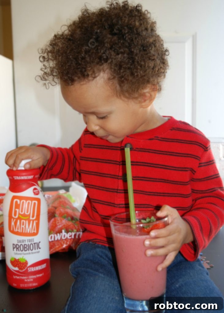 2-Ingredient Strawberry Probiotic Smoothie: Top 8 Allergen-Free & Vegan 4 Good Karma Strawberry Probiotic Smoothie: Dairy-Free & Easy Breakfast