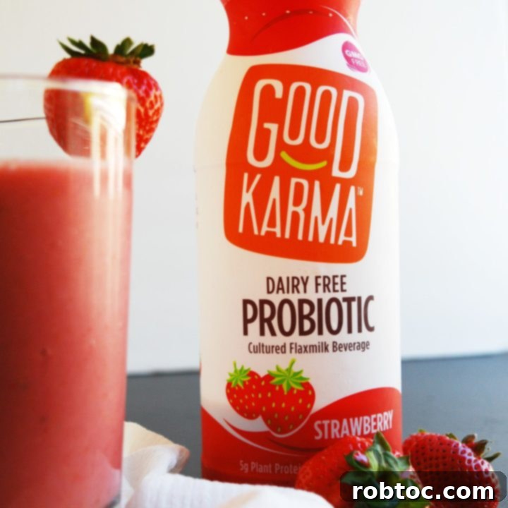 2 Ingredient Strawberry Probiotic Smoothie (Gluten, dairy, egg, soy, peanut & tree nut free; top 8 free; vegan) Breakfast recipe by AllergyAwesomeness.com