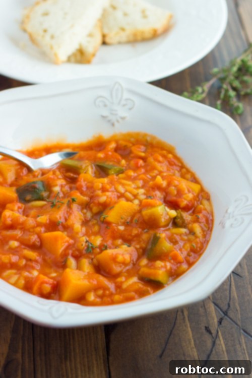 Nutritious Winter Vegetable & Orzo Soup, gluten-free, dairy-free, refined sugar-free, and nut-free