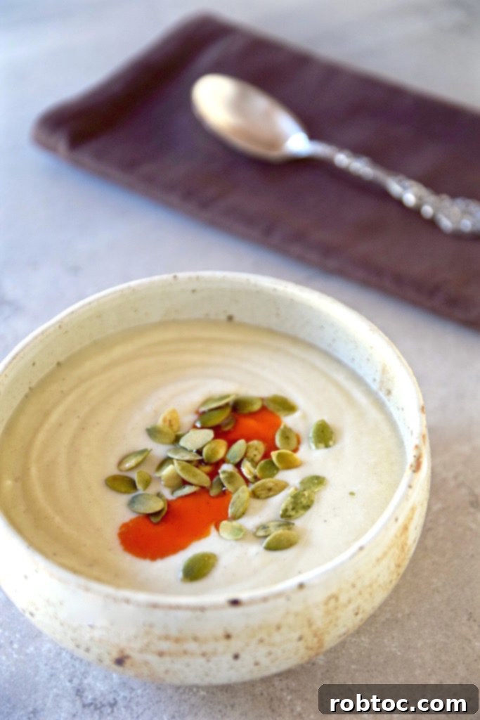 Creamy Roasted Cauliflower Soup with Chili Oil, dairy-free and gluten-free