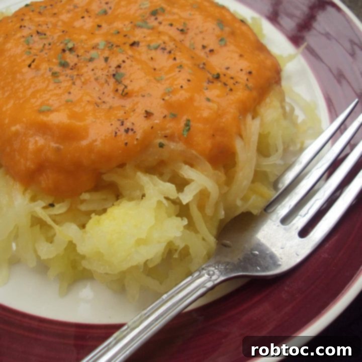 Oven Roasted Tomato Sauce over Spaghetti Squash Noodles (Gluten Free, Top 8 Free, Vegan)