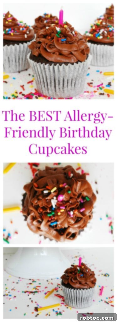 Worry Free Chocolate Birthday Cupcakes Gluten Dairy Egg Peanut Tree Nut Free Vegan 9 The Best Allergy Friendly Birthday Cupcake recipe by AllergyAwesomeness - Pin it now!
