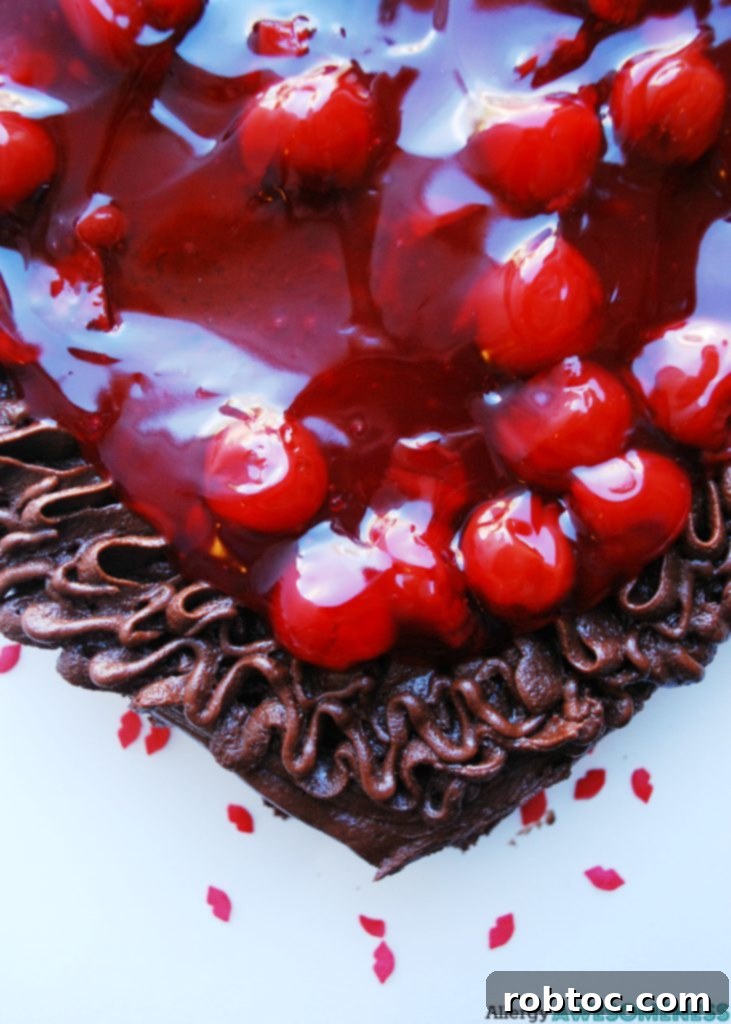 Gluten-free Vegan Cherry Chocolate Cake. Dessert recipe by AllergyAwesomeness.com