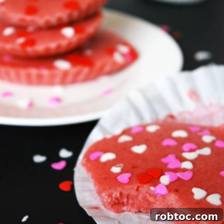 Valentine Strawberry Frozen Yogurt Cups (Dairy-Free) by AllergyAwesomeness.com