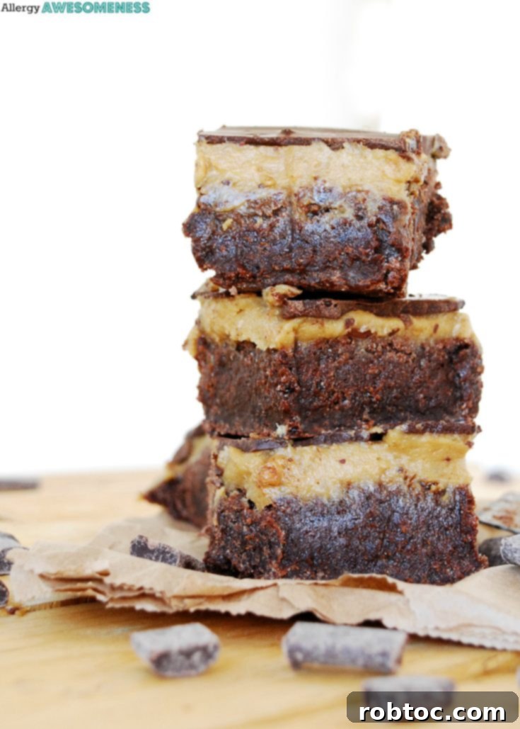 Triple Layer SunButter Brownies (Gluten-free, Vegan) by Allergy Awesomeness
