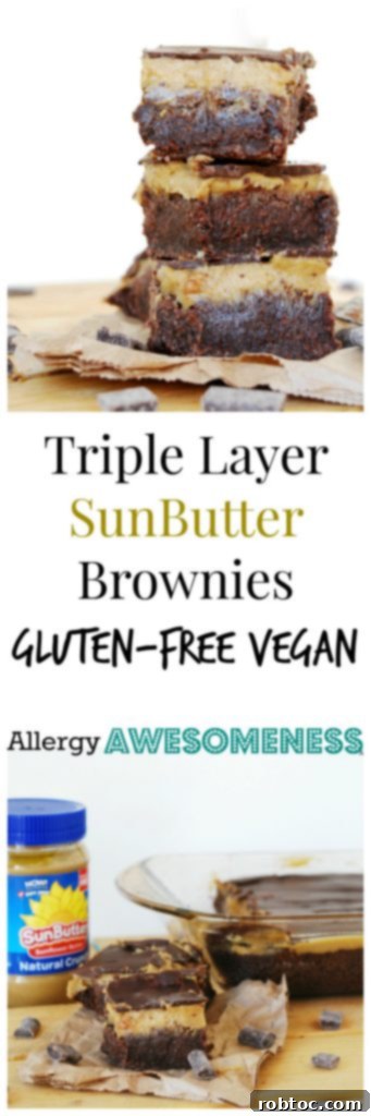 Gluten-free Vegan SunButter Brownies. Dessert recipe by AllergyAwesomeness