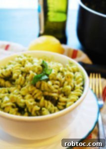 Basil, Lemon & Avocado Creamy Pasta (Gluten, Dairy, Egg, Soy, Peanut, Tree nut Free; Top 8 Free, Vegan) Recipe by AllergyAwesomeness.com