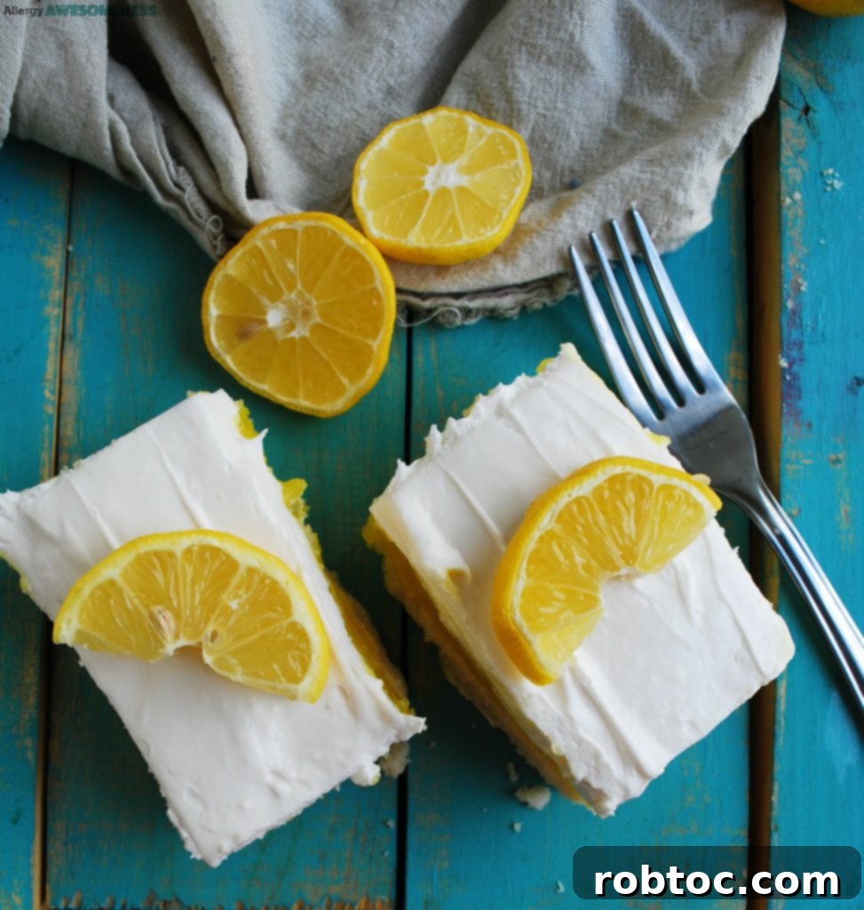 Dairy-free Lemon Cream Pie Bars Dessert Recipe by AllergyAwesomeness