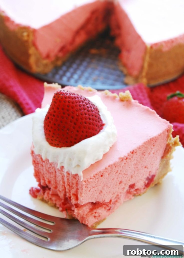 Pin this Allergy-Friendly No-Bake Strawberry Jello Pie recipe