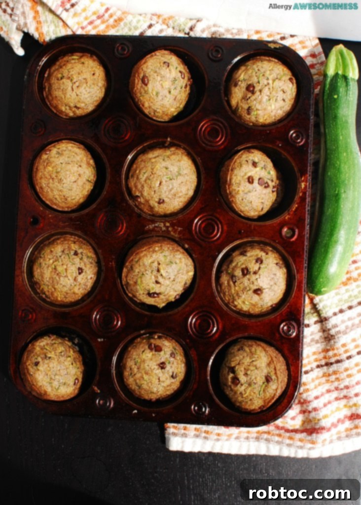 Healthy dairy-free chocolate chip zucchini muffins, a nutritious breakfast option