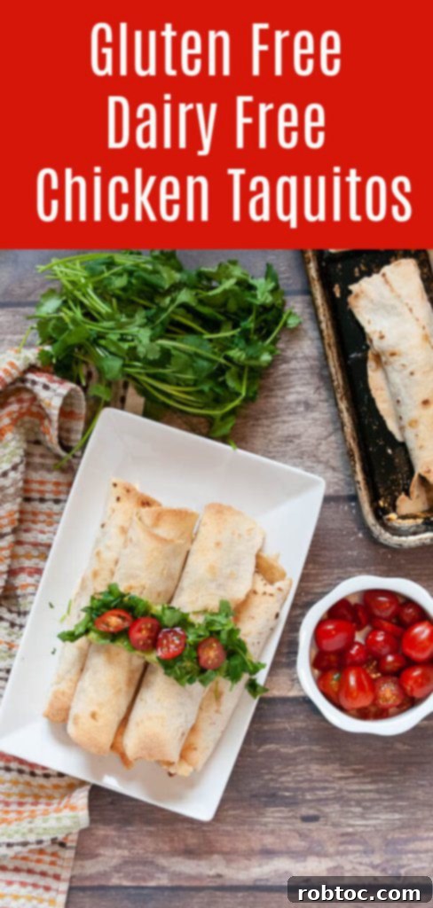 Ultimate Gluten Free Baked Chicken Taquitos 10 Pin this recipe for crispy baked chicken taquitos