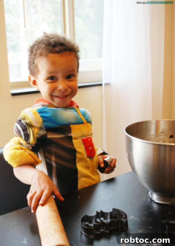 Allergen-Free Vegan Chocolate Bat Sugar Cookies 5 Kids Helping Bake Chocolate Sugar Cookies