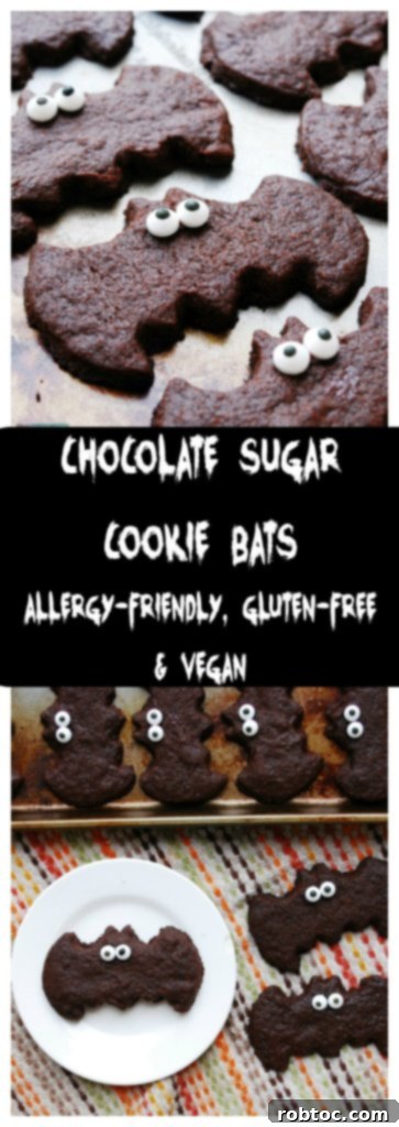 Allergen-Free Vegan Chocolate Bat Sugar Cookies 9 Allergy-friendly Chocolate Sugar Cookie Bats Recipe for Pinterest
