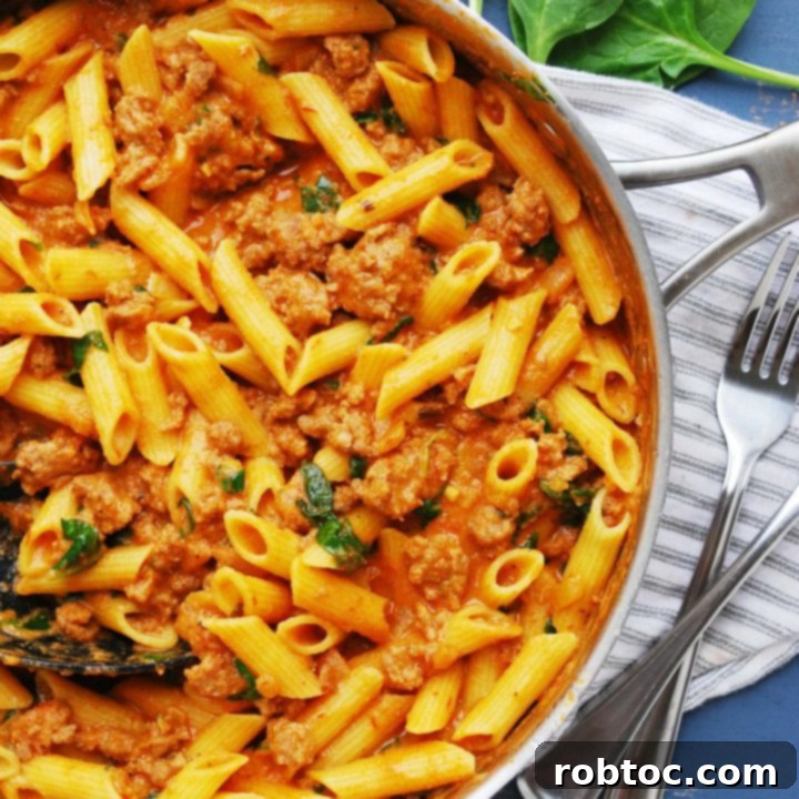 gluten-free spinach and sausage pasta