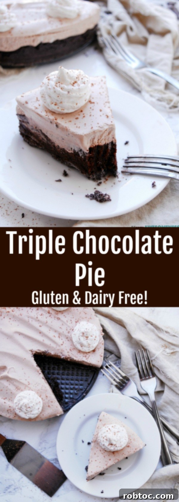 Decadent Vegan Triple Chocolate Pie Free of Gluten, Peanuts, and Tree Nuts 9 Pin this Gluten & Dairy-free Triple Chocolate Pie Recipe by AllergyAwesomeness.com