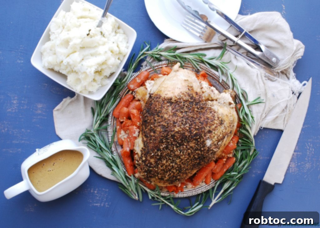 Slow Cooked Herbed Turkey Breast with Allergy-Safe Blender Onion Mushroom Gravy 6 A top-8-free Thanksgiving meal featuring turkey, gravy, and mashed potatoes