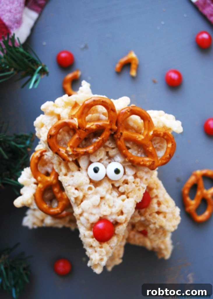 Allergy-Friendly Reindeer Rice Krispie Treats 6 A festive holiday treat safe for individuals with celiac disease: Reindeer Rice Krispies