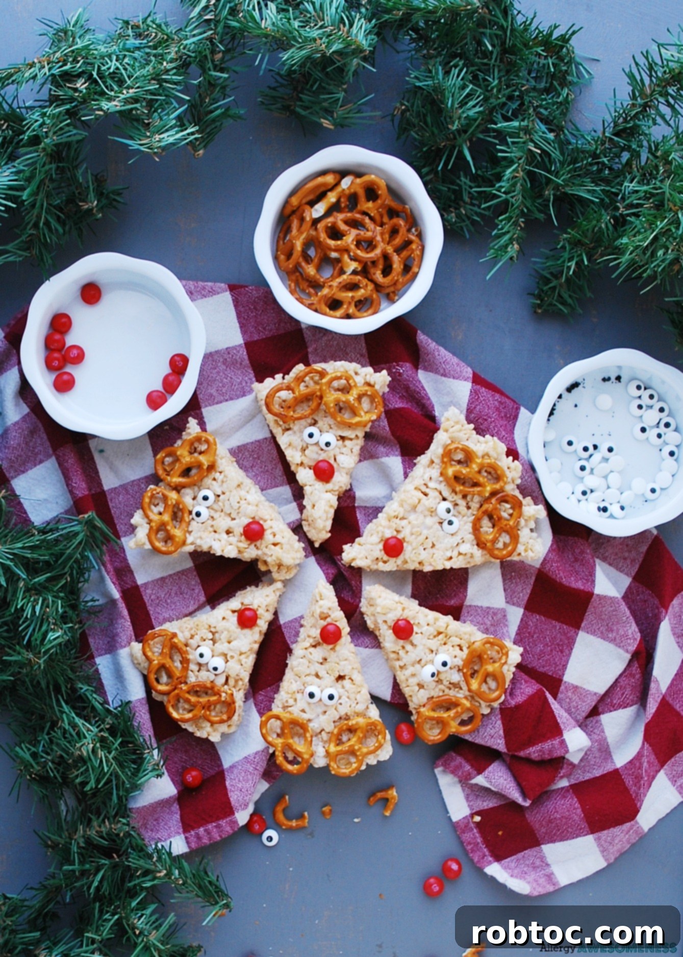 Allergy-Friendly Reindeer Rice Krispie Treats 7 Rudolph Reindeer Rice Krispies Recipe with ingredients and instructions