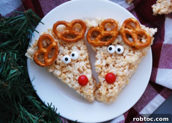 Pin this delicious allergy-friendly reindeer rice krispies recipe for later