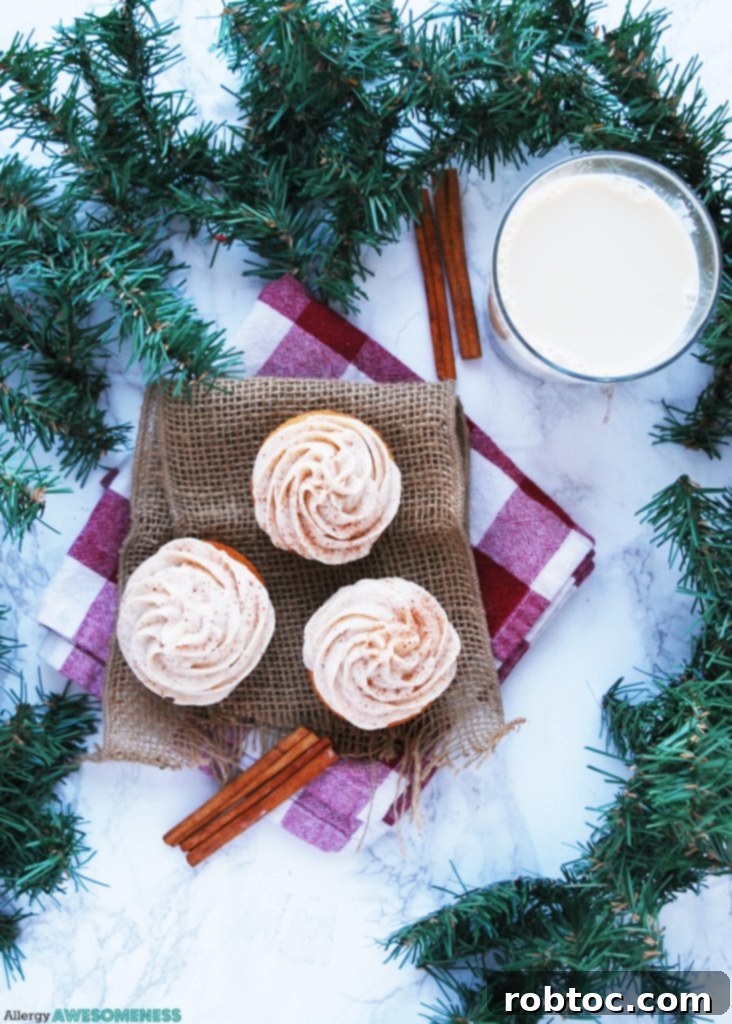 Allergy-friendly eggnog cupcakes, safe and delicious for everyone