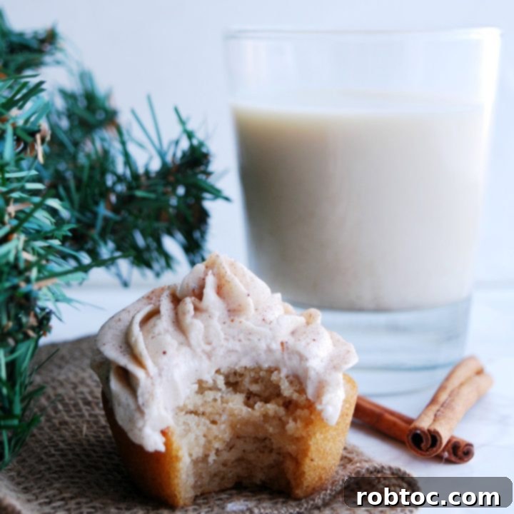 Eggnog cupcakes with eggnog frosting