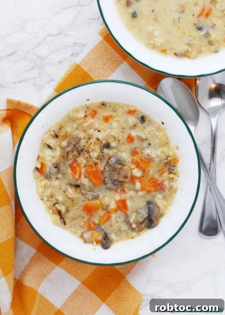 Comforting Gluten and Dairy-Free Instant Pot Chicken, Mushroom, and Wild Rice Soup 3 gluten-free instant pot chicken and wild rice