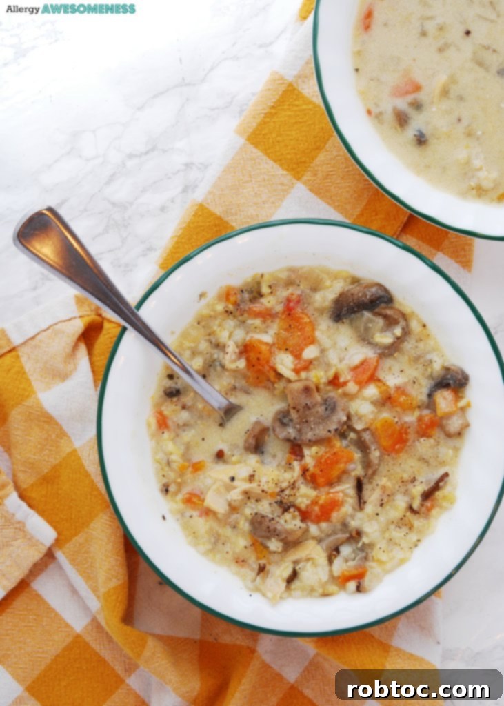 Comforting Gluten and Dairy-Free Instant Pot Chicken, Mushroom, and Wild Rice Soup 5 allergy-friendly instant pot chicken and wild rice soup