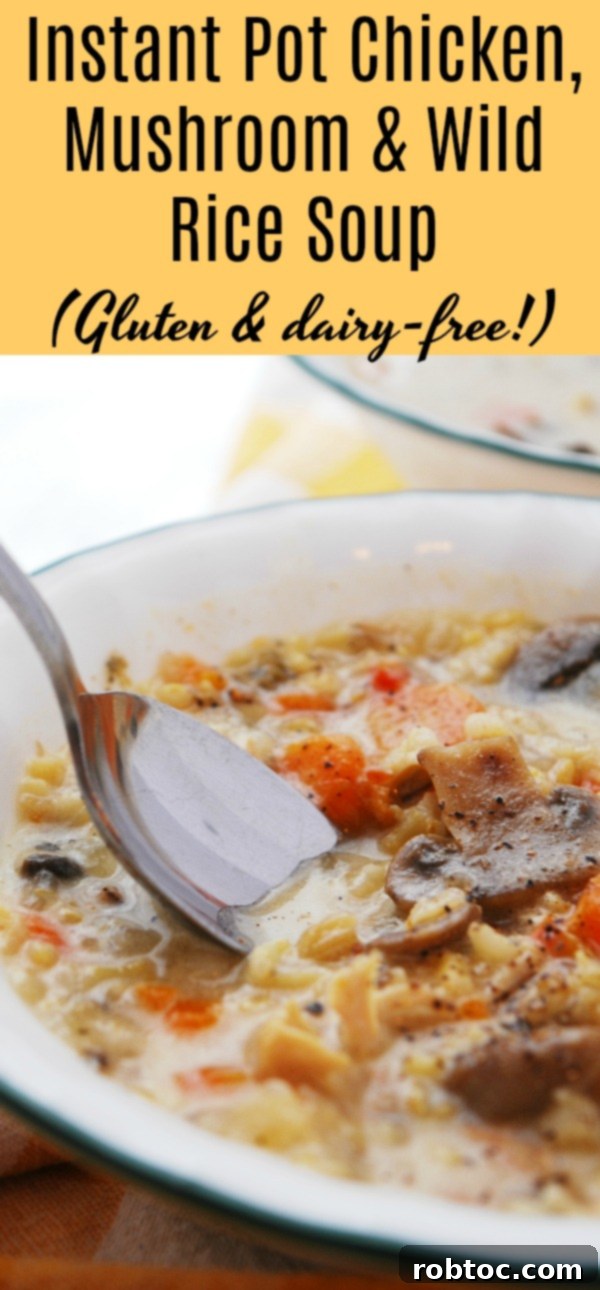 Comforting Gluten and Dairy-Free Instant Pot Chicken, Mushroom, and Wild Rice Soup 8 gluten-and-dairy-free-instant-pot-chicken-mushroom-and-wild-rice-soup-recipe-by-allergyawesomeness