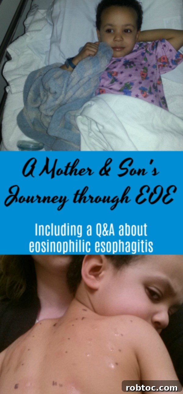 Eosinophilic Esophagitis (EOE) in kids: A guide to understanding and managing the condition, with a visual reminder to save the content.