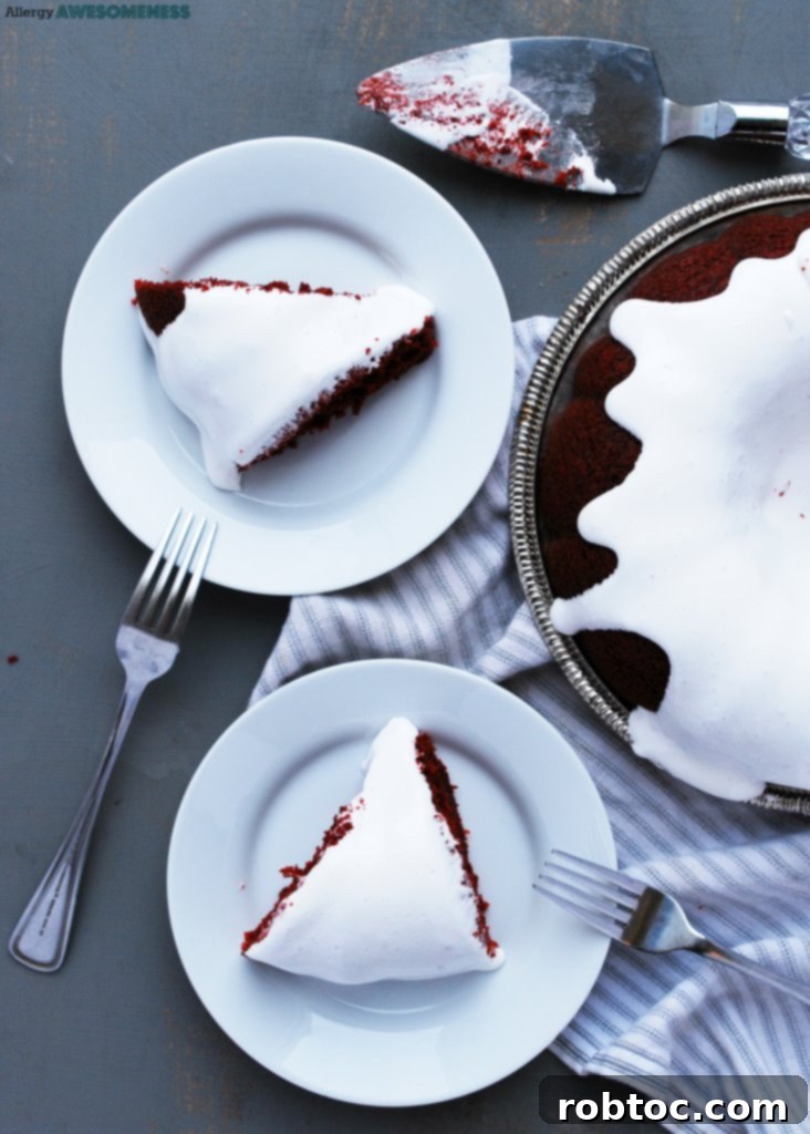 Decadent Gluten-Free Vegan Red Velvet Bundt with Gooey Marshmallow Topping 5 vegan aquafaba marshmallow frosting