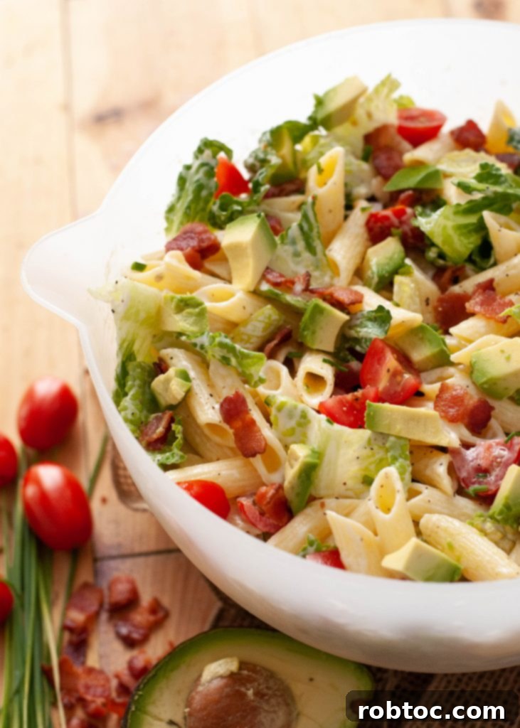 Creamy Avocado BLT Pasta Salad Gluten Free Dairy Free 2 gluten-free-avocado-BLT-pasta-salad